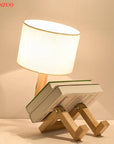 Nordic Art Wooden Robot Shaped Table Lamp Modern Living Room Bedroom bedside lamp Study Decor LED Desk Lamp E14 - Lampe Chevet Design