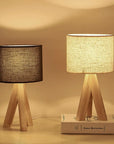 Lampe de chevet en Tissu et Pied en Bois - Lampe Chevet Design