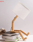 Nordic Art Wooden Robot Shaped Table Lamp Modern Living Room Bedroom bedside lamp Study Decor LED Desk Lamp E14 - Lampe Chevet Design