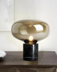 Lampe de chevet champignon marbre noir verre fumé - Lampe Chevet Design