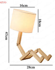 Nordic Art Wooden Robot Shaped Table Lamp Modern Living Room Bedroom bedside lamp Study Decor LED Desk Lamp E14 - Lampe Chevet Design