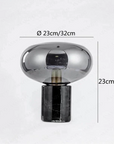 Lampe de chevet champignon marbre noir verre fumé - Lampe Chevet Design