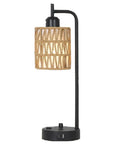 Rattan Table Lamp Dimmable Nightstand Lamp with USB C and USB A Ports Desk Lamp for Living Room Office Reading Desk - Lampe Chevet Design