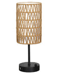 Rattan Table Lamp Dimmable Nightstand Lamp with USB C and USB A Ports Desk Lamp for Living Room Office Reading Desk - Lampe Chevet Design