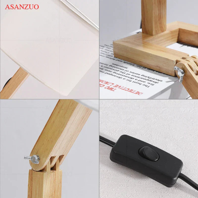 Nordic Art Wooden Robot Shaped Table Lamp Modern Living Room Bedroom bedside lamp Study Decor LED Desk Lamp E14 - Lampe Chevet Design