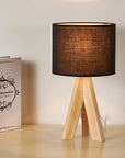 Lampe de chevet en Tissu et Pied en Bois - Lampe Chevet Design