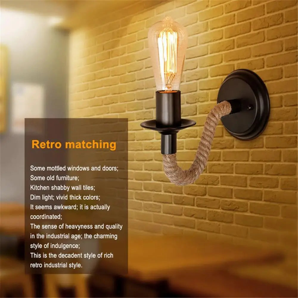 Lampe de chevet Murale Industrielle Corde - Lampe Chevet Design