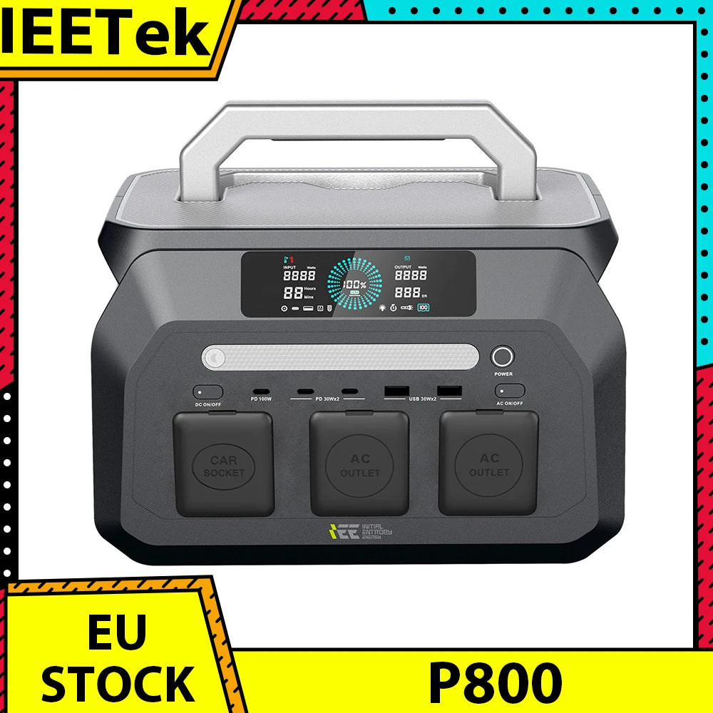 IEETek P800 – station d’alimentation portable 800W, onde sinusoïdale pure, batterie LiFePO4 512Wh