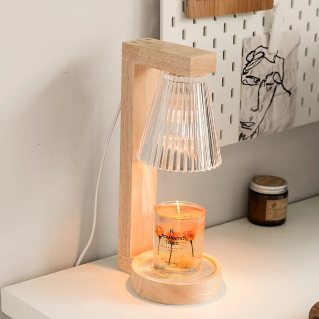 Lampe de Chevet Chauffe-Bougie en Bois - Lampe Chevet Design