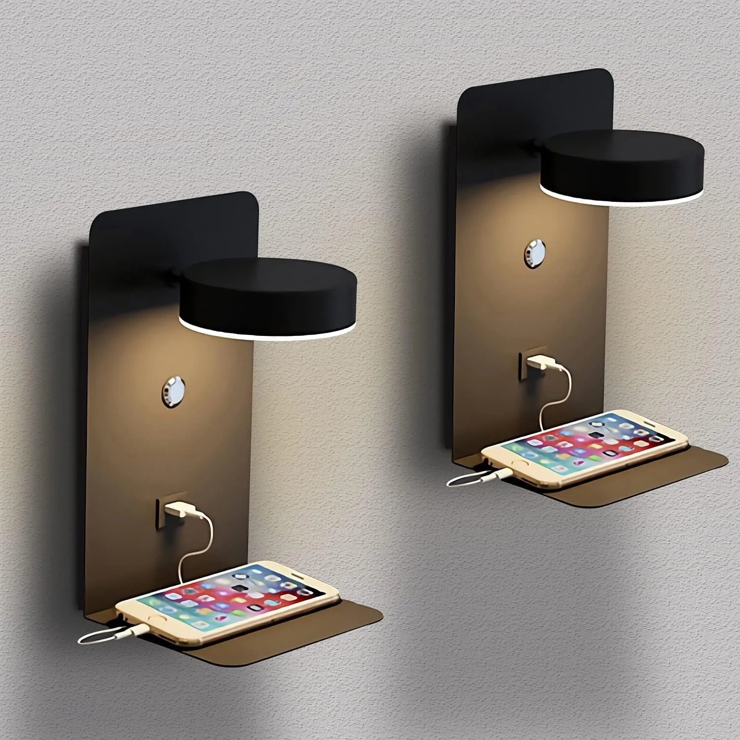 Lampe de Chevet Tactile Murale avec Chargeur de Téléphone - Lampe Chevet Design