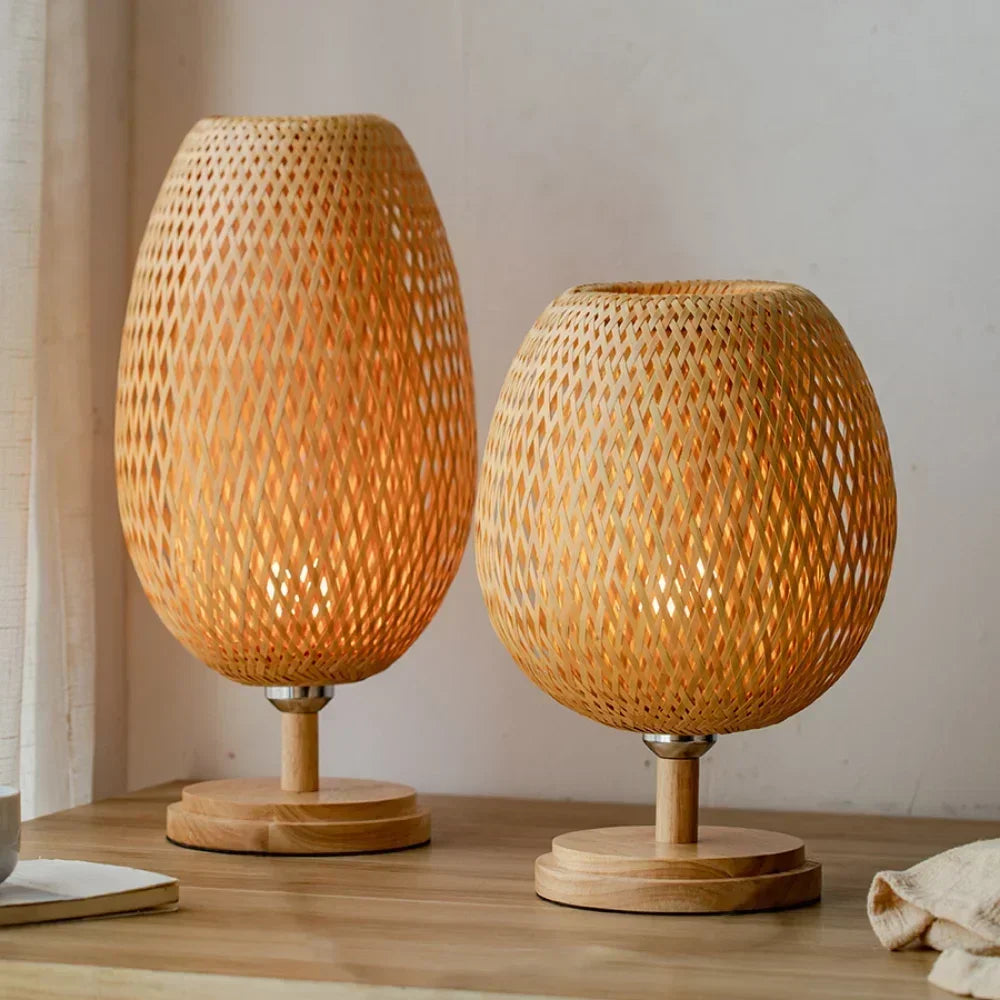 Lampe de Chevet en Bambou Naturel - Lampe Chevet Design