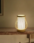 Lampe de Chevet en Bois et Abat-jour Tressé - Lampe Chevet Design