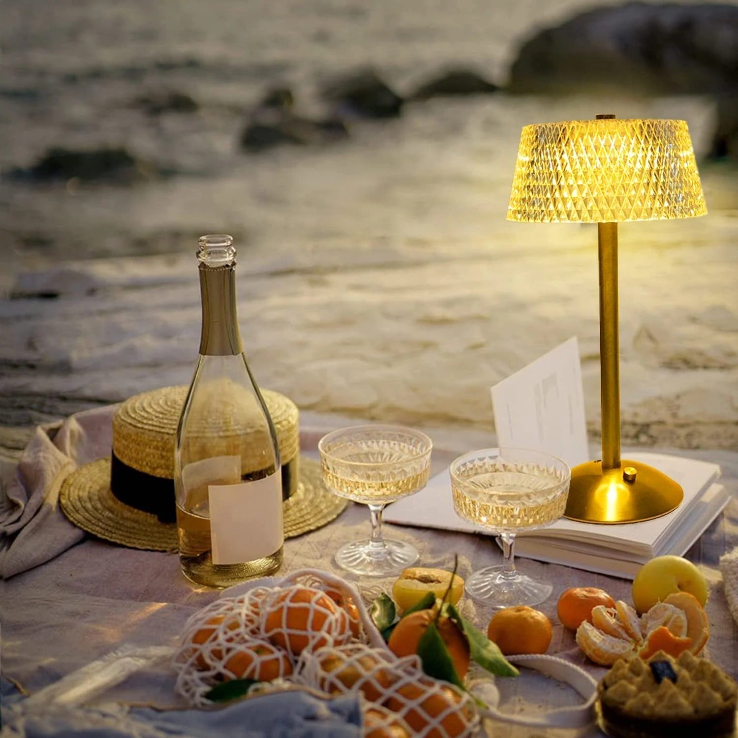 Lampe de chevet cristal tactile LED rechargeable