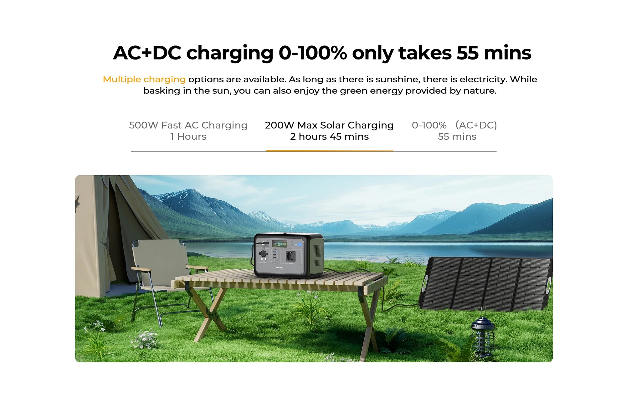 OUKITEL P800E – tragbare Powerstation 800W, Solargenerator LiFePO4 512Wh
