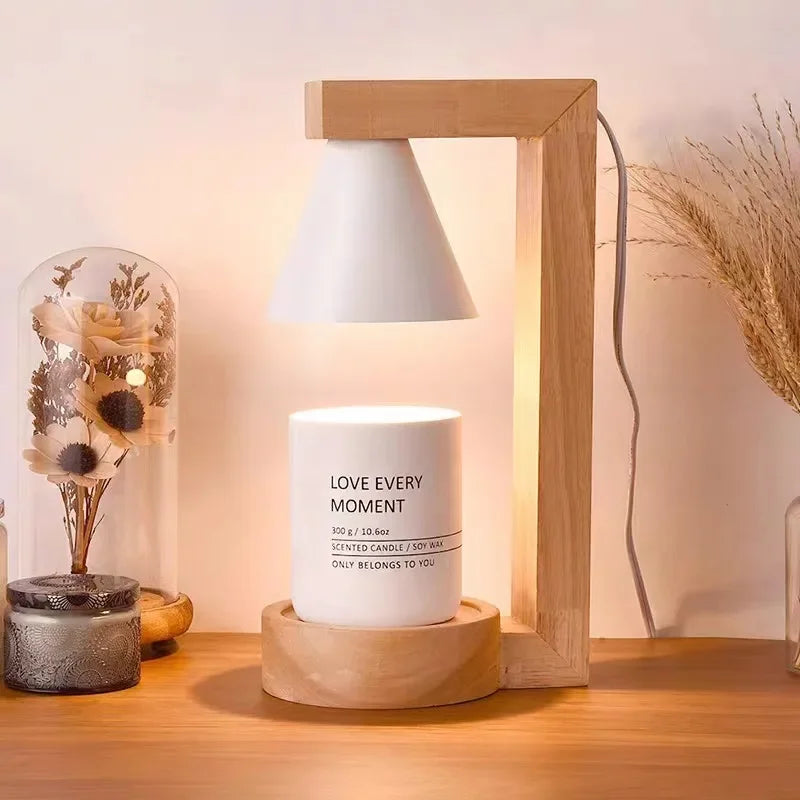 Lampe de Chevet Chauffe-Bougie en Bois - Lampe Chevet Design