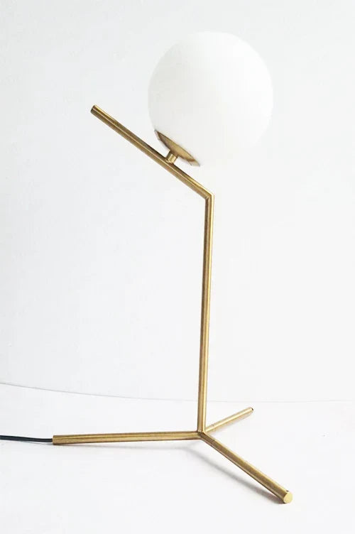 Lampe de chevet design bras dorés &amp; boule de verre - Lampe Chevet Design