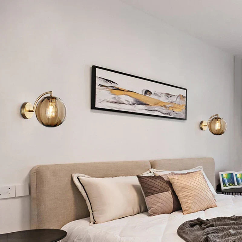 Lampe de chevet Murale Design Boule en verre Fumé - Lampe Chevet Design