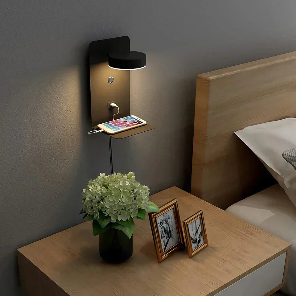 Lampe de Chevet Tactile Murale avec Chargeur de Téléphone - Lampe Chevet Design
