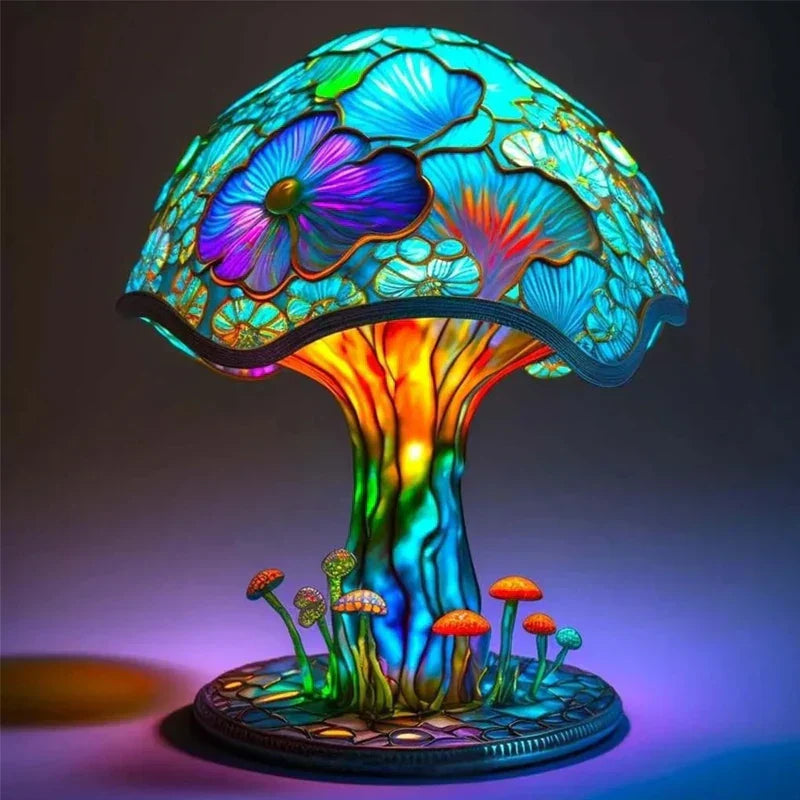 Lampe de chevet champignon fleuri teinté - Lampe Chevet Design