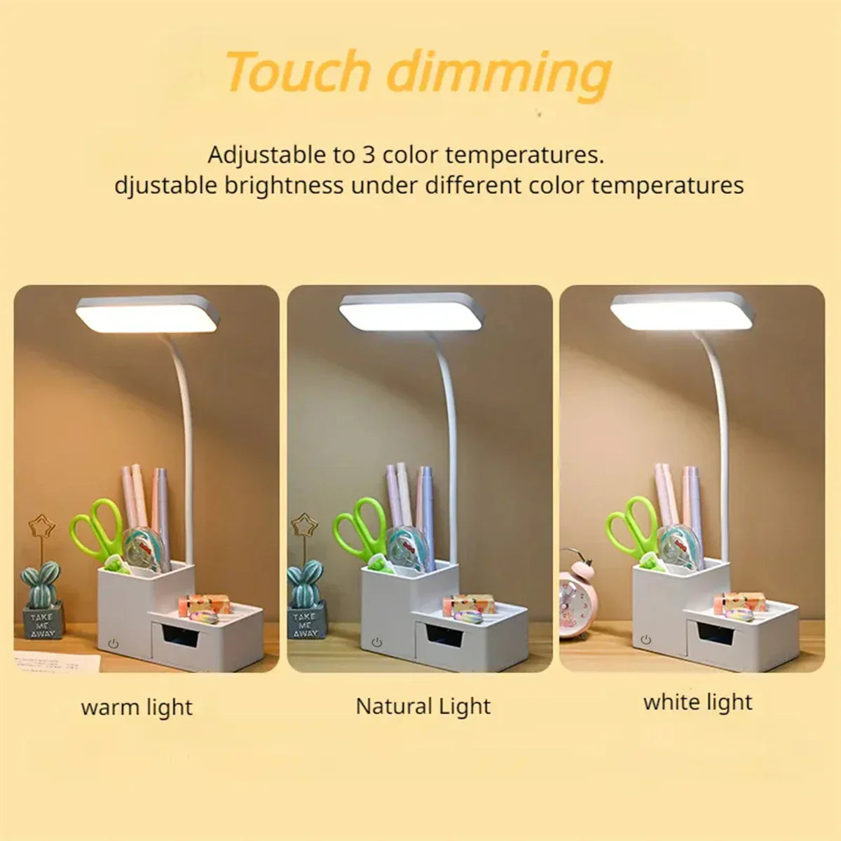 Touch LED Desk Lamp 3 Levels Dimmable Night Light USB Rechargeable Eye Protection Foldable Table Lamp Bedroom Bedside Reading - Lampe Chevet Design