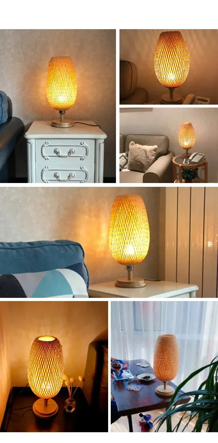 Lampe de Chevet en Bambou Naturel - Lampe Chevet Design
