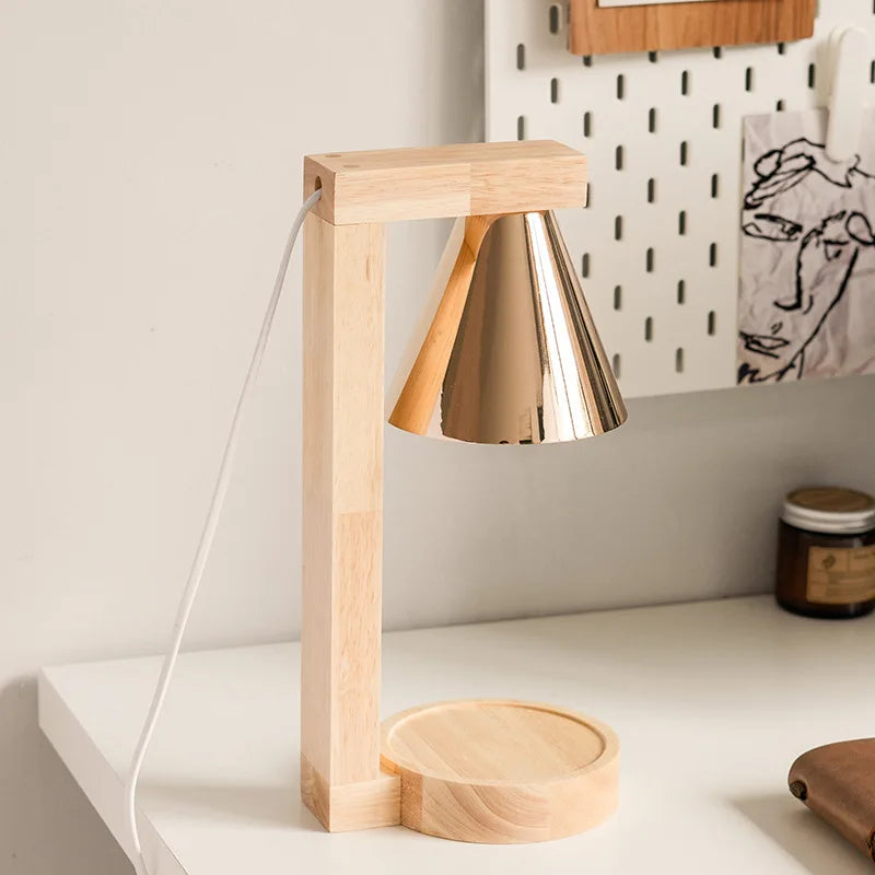 Lampe de Chevet Chauffe-Bougie en Bois - Lampe Chevet Design