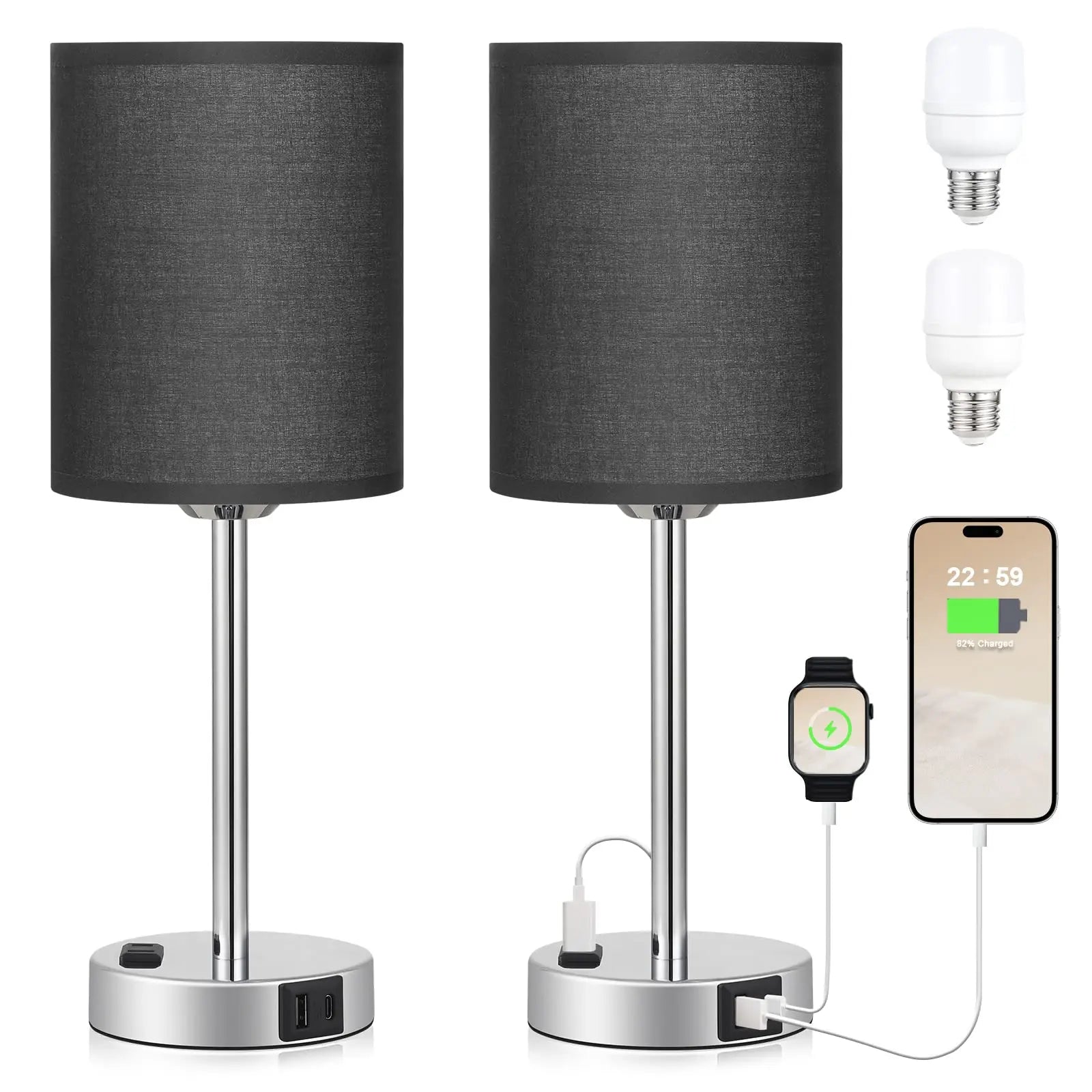 Lampe de chevet chargeur stylé - Lampe Chevet Design
