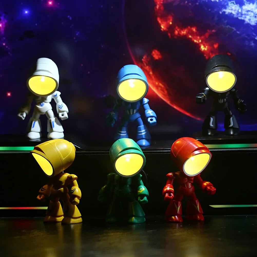 Mini Night Light LED Cartoon Cute Hero Police Desk Lamp Desktop Ornament Bedside Bedroom Table Lights Children Boy Holiday Gifts - Lampe Chevet Design