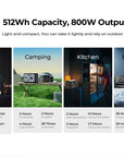 OUKITEL P800E – tragbare Powerstation 800W, Solargenerator LiFePO4 512Wh