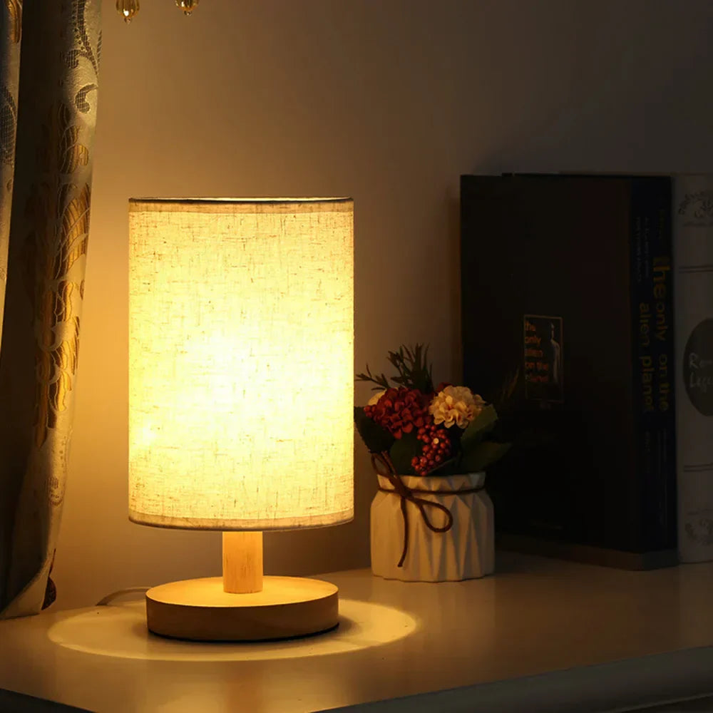 USB Bedside Lamp Night Lights LED Desk Lamp Eye Protection Nightstand Lamp Wooden Table Lamp Night Lamp Home Bedroom Decor - Lampe Chevet Design