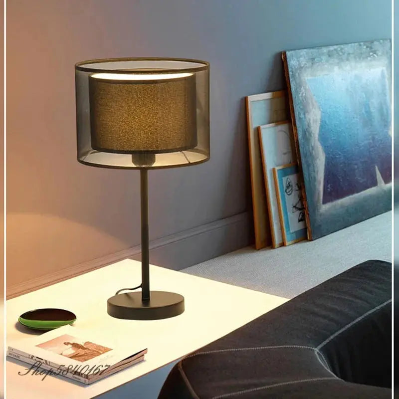 Lampe de chevet en tissu à Double couche - Lampe Chevet Design