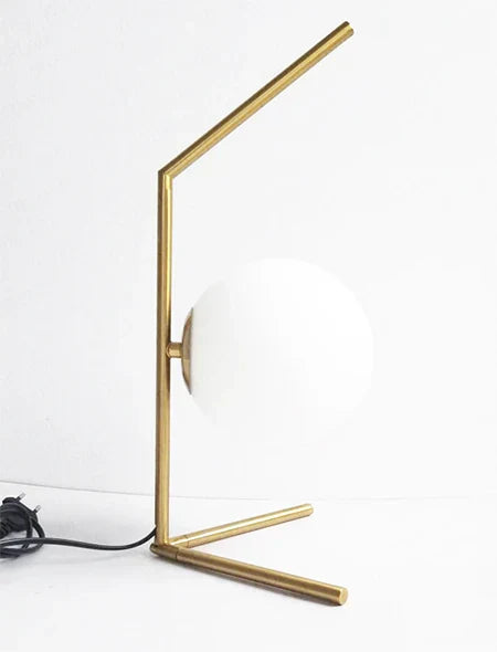 Lampe de chevet design bras dorés &amp; boule de verre - Lampe Chevet Design