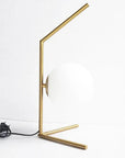 Lampe de chevet design bras dorés & boule de verre - Lampe Chevet Design
