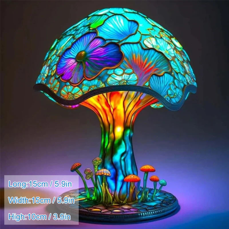 Lampe de chevet champignon fleuri teinté - Lampe Chevet Design