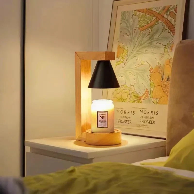 Lampe de Chevet Chauffe-Bougie en Bois - Lampe Chevet Design
