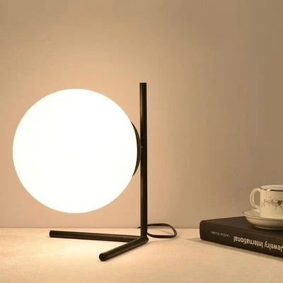 Lampe de chevet design bras dorés &amp; boule de verre - Lampe Chevet Design