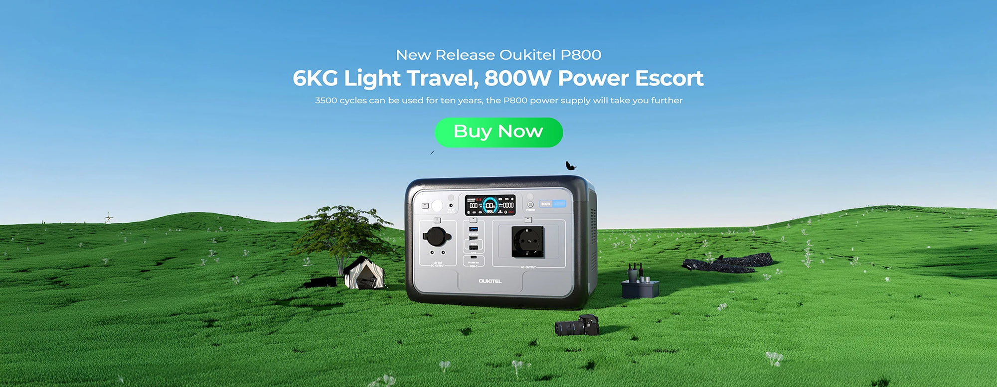 OUKITEL P800E – tragbare Powerstation 800W, Solargenerator LiFePO4 512Wh