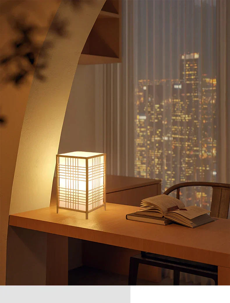 Lampe de Chevet Japonaise en Bois - Lampe Chevet Design