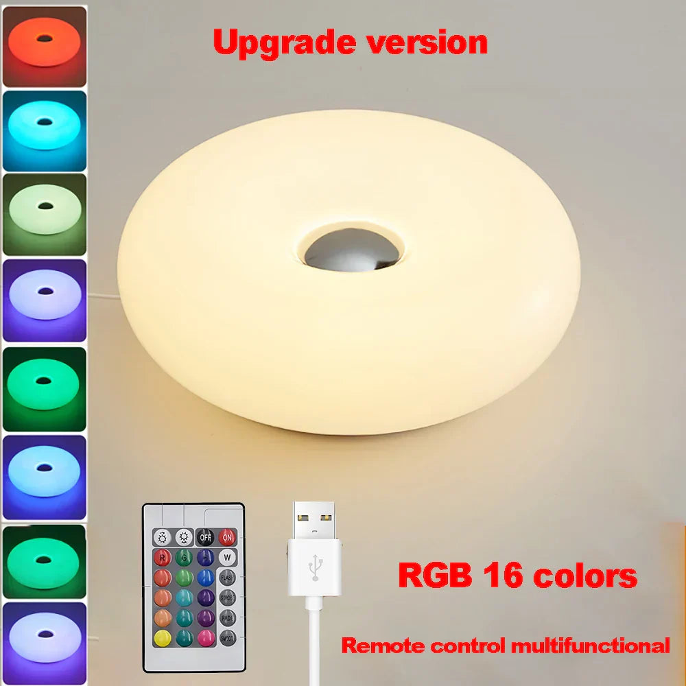 Bauhaus table lamp USB plug bedroom bedside lamp living room dining room decoration donut ambient light - Lampe Chevet Design