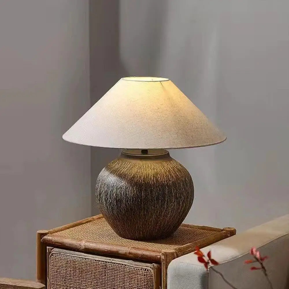 Wabi-sabi Ceramic Table Lamp Bedside Desk Lamp Decoration For Bedroom Light Fixture Japanese-style Table Lamp For Living Room - Lampe Chevet Design