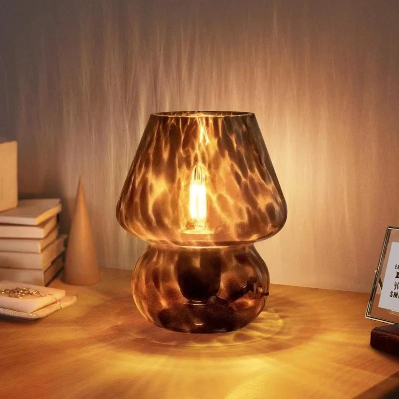 Murano Glass Desk Lamp Glass Table Bedside Lamps Vintage Striped Small Mushroom Bedside Decor Ambient Light Bedroom Livingroom - Lampe Chevet Design