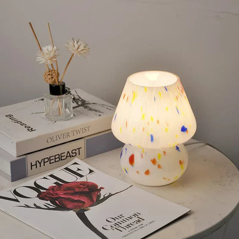 Murano Glass Desk Lamp Glass Table Bedside Lamps Vintage Striped Small Mushroom Bedside Decor Ambient Light Bedroom Livingroom - Lampe Chevet Design