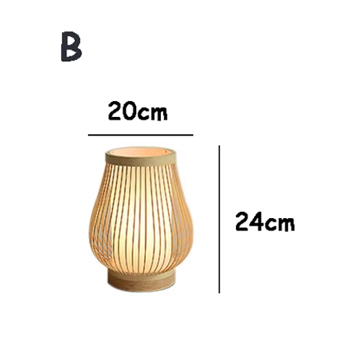 Lampe de Chevet en Bois et Abat-jour Tressé - Lampe Chevet Design