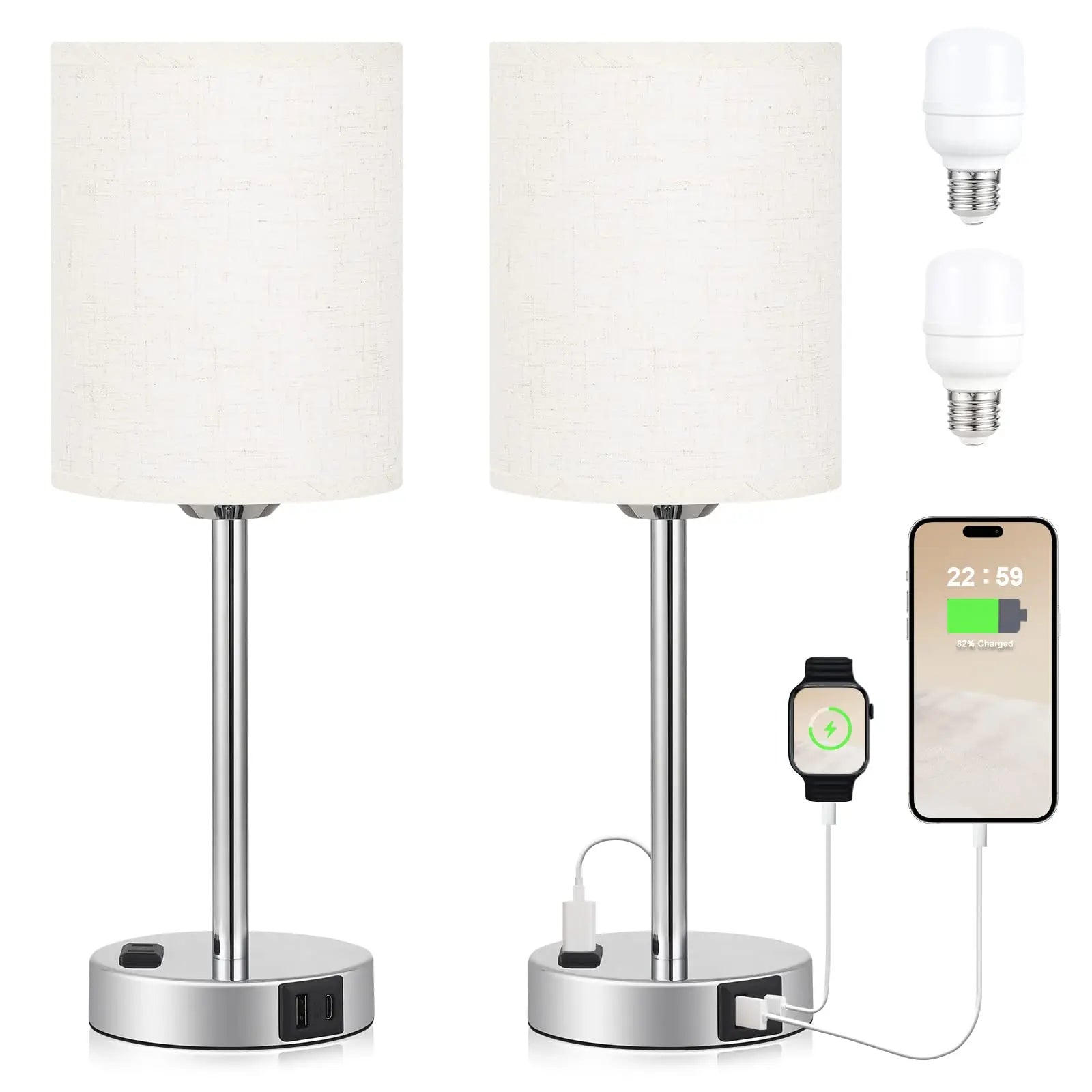 Lampe de chevet chargeur stylé - Lampe Chevet Design