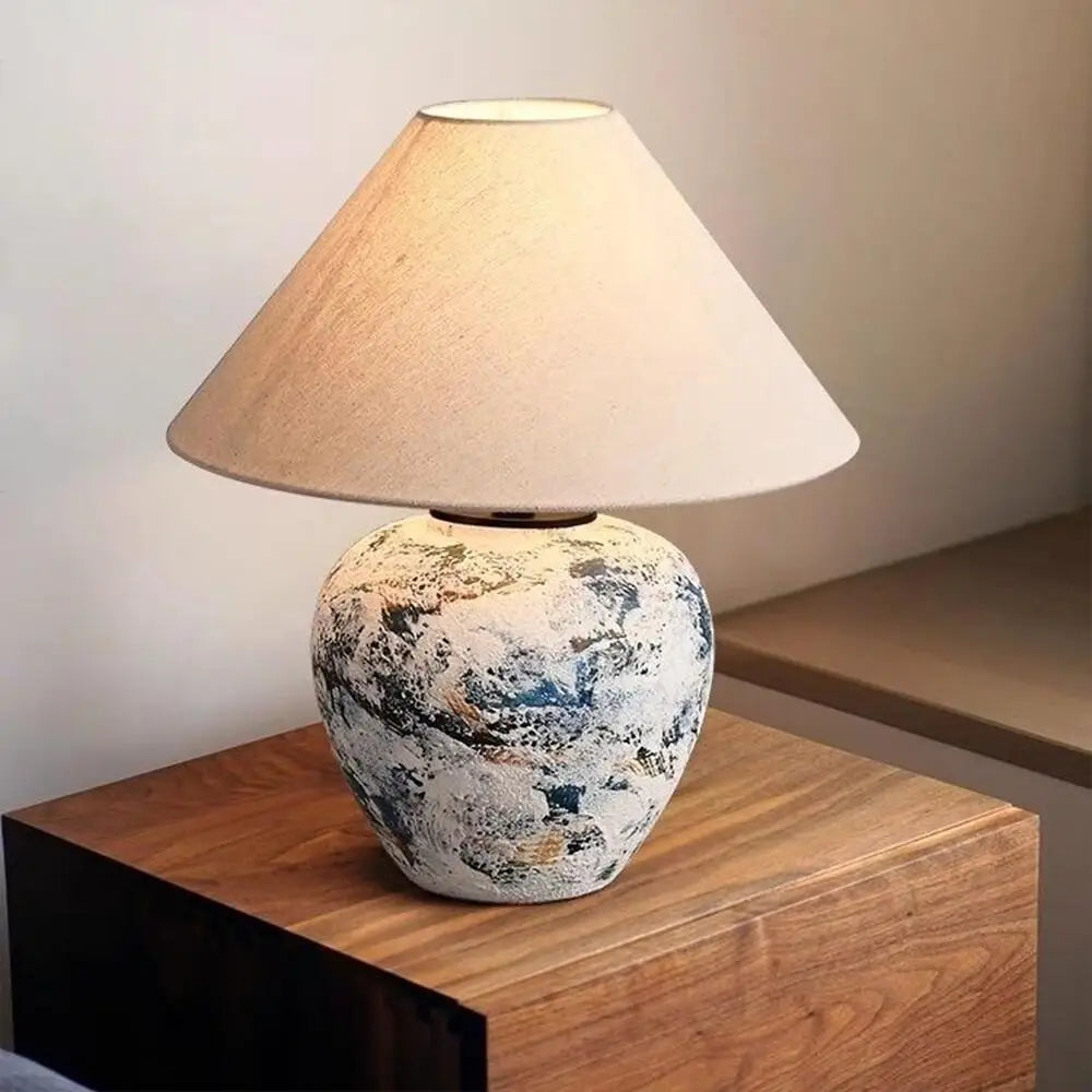 Wabi-sabi Ceramic Table Lamp Bedside Desk Lamp Decoration For Bedroom Light Fixture Japanese-style Table Lamp For Living Room - Lampe Chevet Design