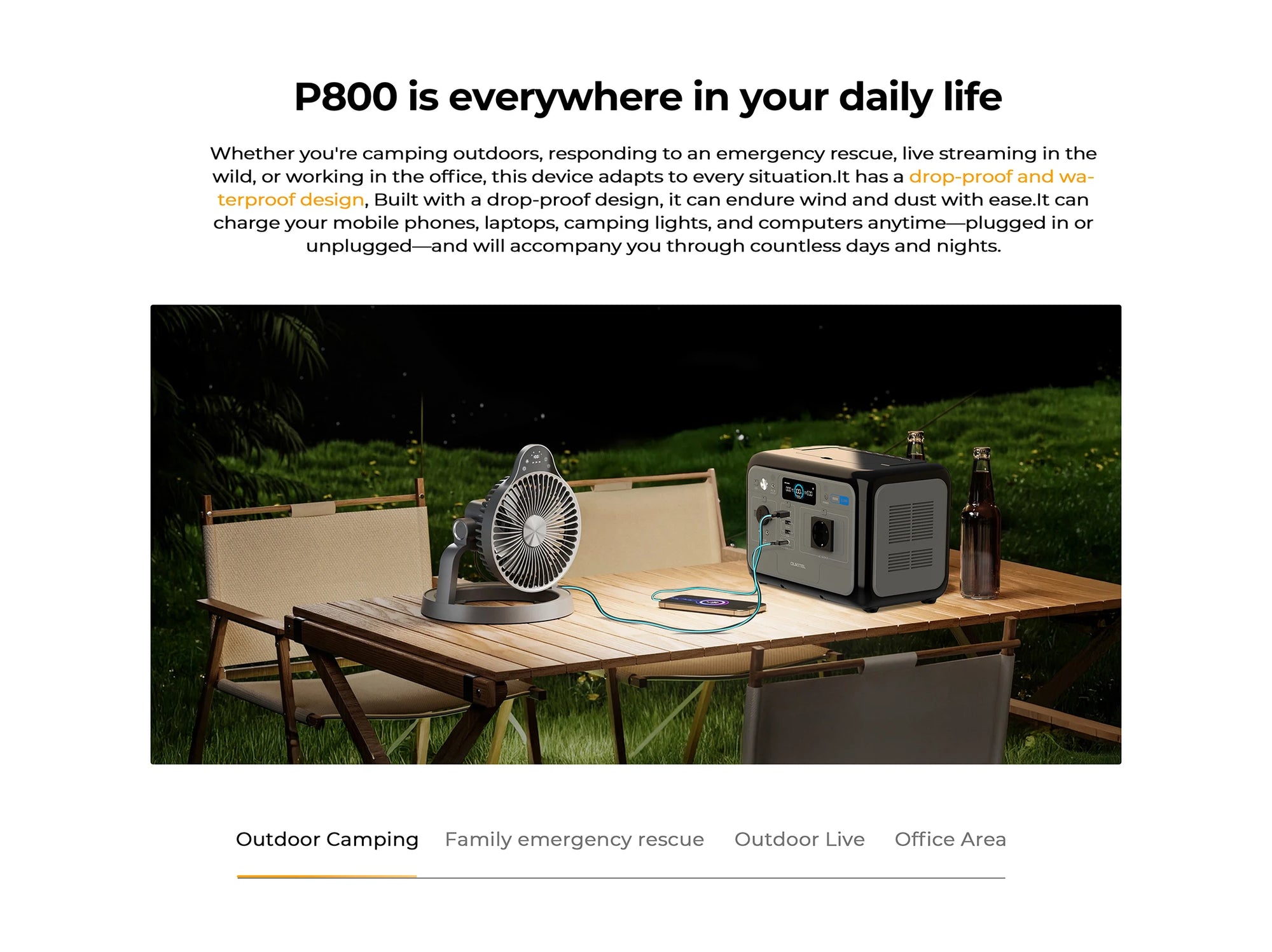 OUKITEL P800E – tragbare Powerstation 800W, Solargenerator LiFePO4 512Wh