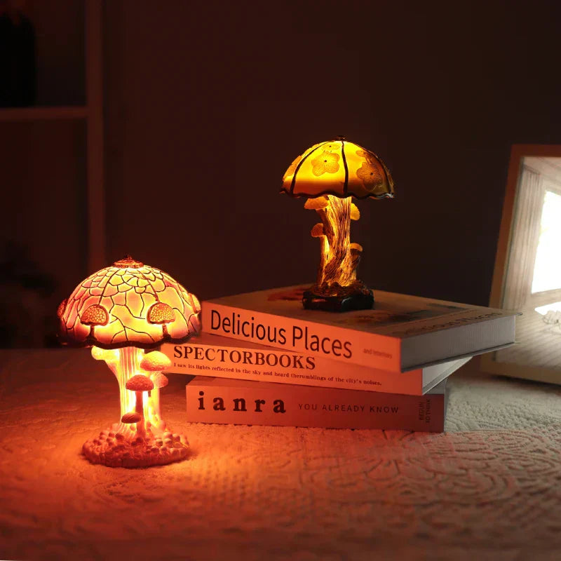 Lampe de chevet champignon fleuri teinté - Lampe Chevet Design