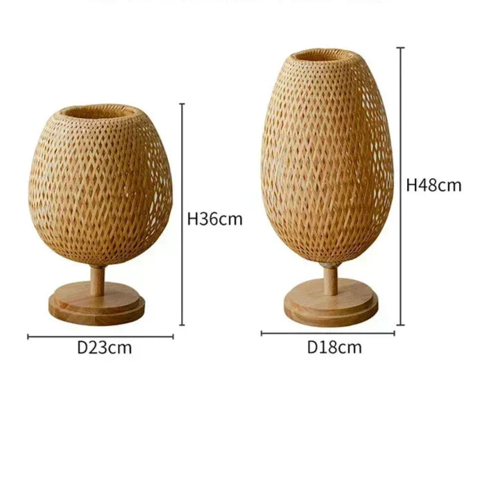 Lampe de Chevet en Bambou Naturel - Lampe Chevet Design