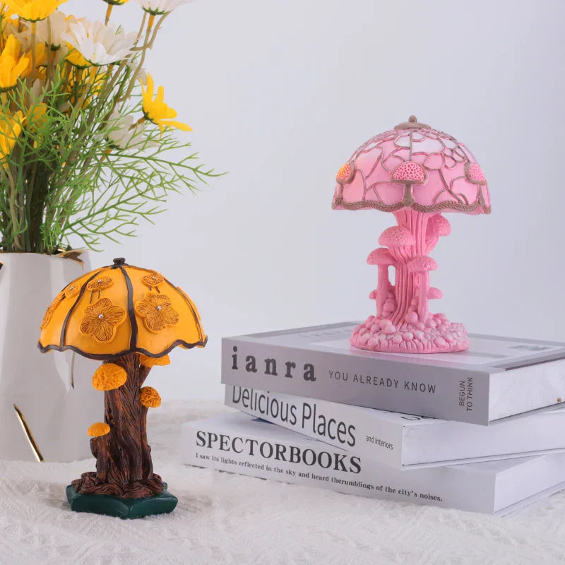 Lampe de chevet champignon fleuri teinté - Lampe Chevet Design