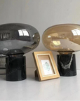 Lampe de chevet champignon marbre noir verre fumé - Lampe Chevet Design